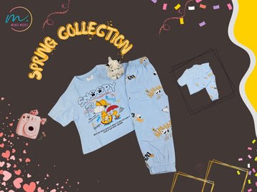 Snoopy Print Shirt & Pant Set Summer Cotton Nightwear Set