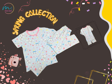 Rabbit Bunny Print Shirt and Pant Set Nightwear Set – Summer Cotton Sleepwear for Kids