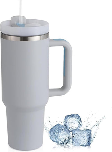 Stainless Steel 40oz Travel Tumbler with Handle & Straw Lid | Double-Layer Insulated Tumbler for Hot & Cold Beverages