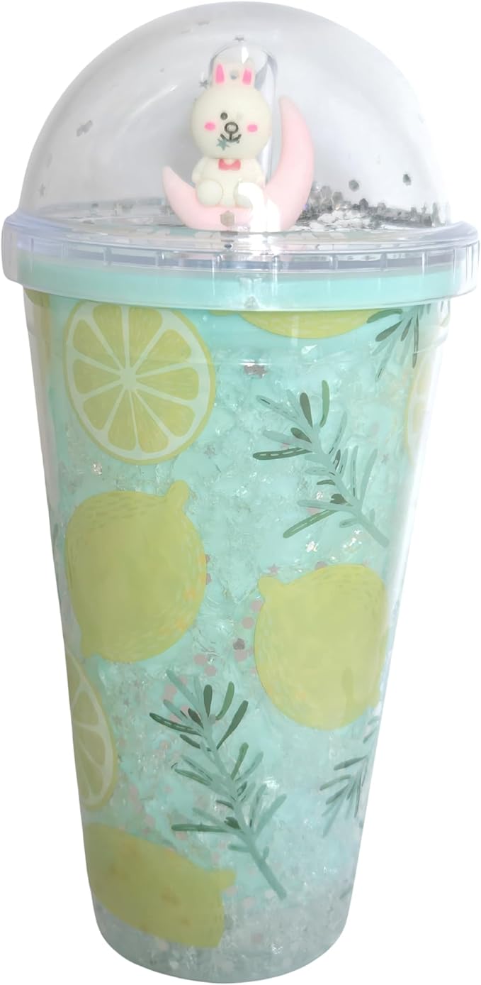 Kids Transparent Glitter Sipper 700ml Mason Jar Style Bottle with Straw & Toy | BPA-Free School Bottle | Picnic Tumbler for Toddlers