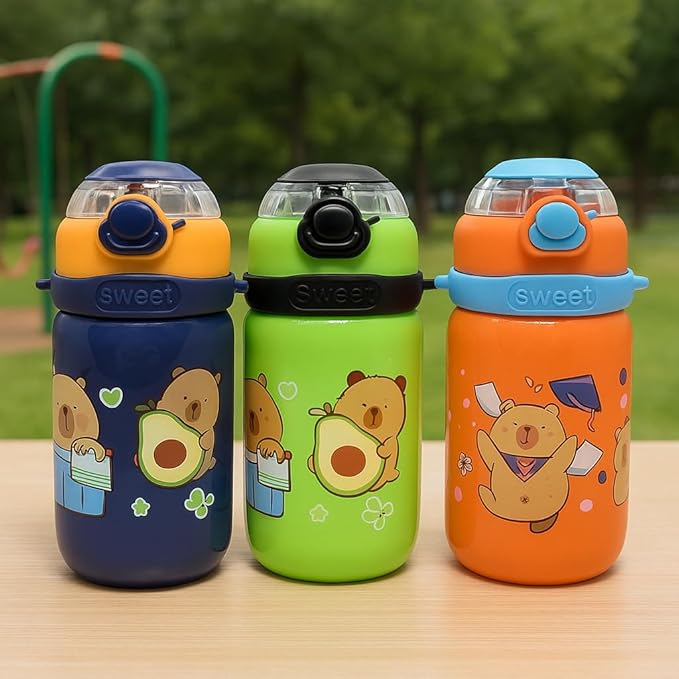 Sweet Bunny Kids Water Bottle – 500ml BPA-Free Plastic Bottle with Straw