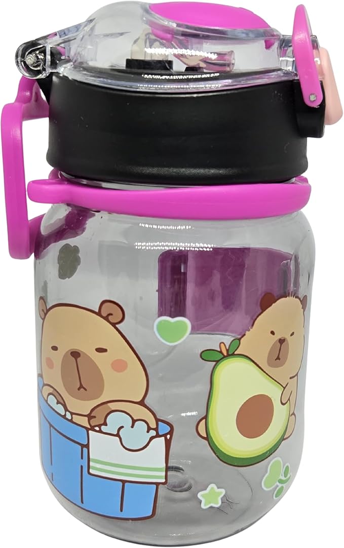 Bunny Transparent Kids Water Bottle with Straw 500ml BPA-Free Plastic, School & Picnic Bottle for Toddlers
