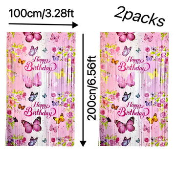 Sparkle Tinsel Plastic Decorations Birthday Party Backdrop, Shimmering Photo Booth Background, General Fit for Birthday Celebrations (Pack of 2)