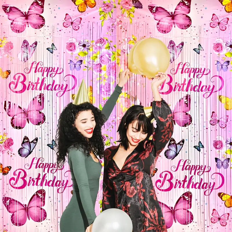 Sparkle Tinsel Plastic Decorations Birthday Party Backdrop, Shimmering Photo Booth Background, General Fit for Birthday Celebrations (Pack of 2)