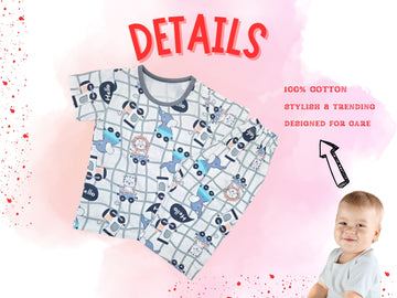 Calf Hello Print Sleepwear Kids Night Suit Top & Bottom Pyjama Set