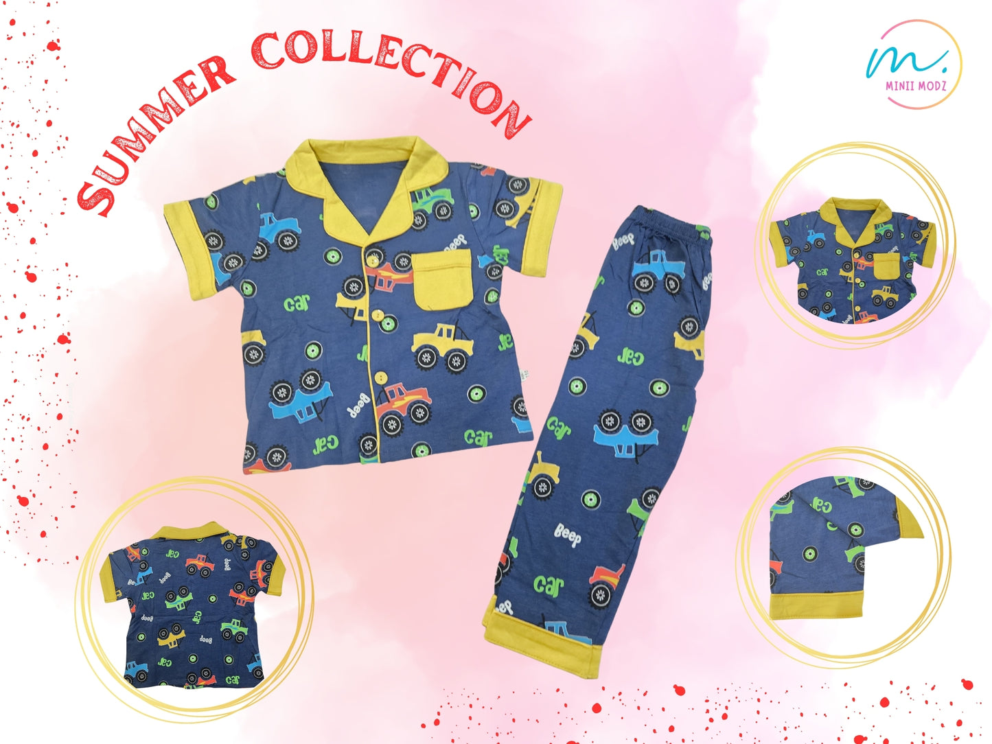 Car Rally Print Pyjama Set Sleepwear