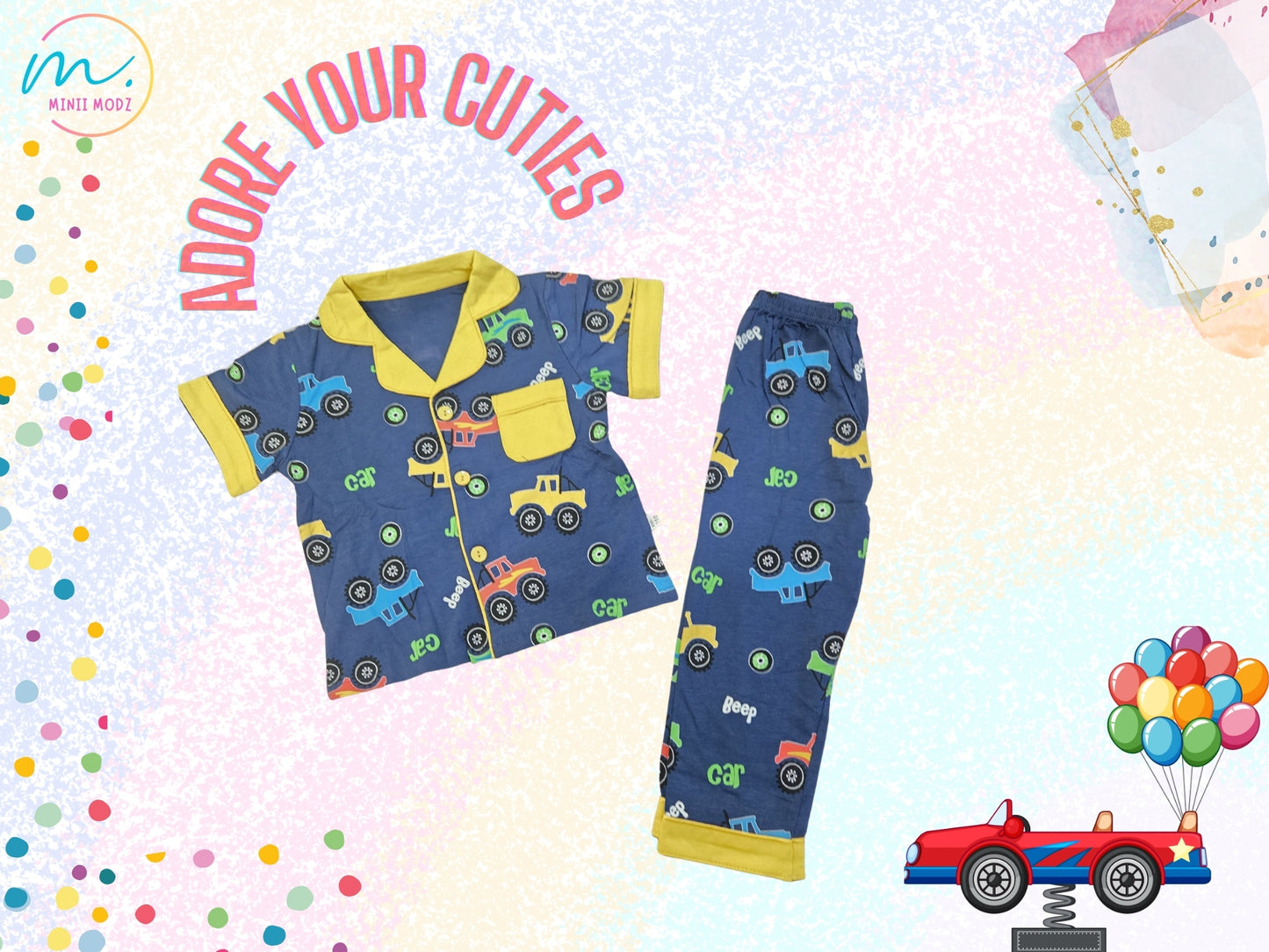 Car Rally Print Pyjama Set Sleepwear