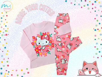 Kitty Cuddles Pyjama Set – Kids Night Suit Top & Bottom Sleepwear for Infants & Toddlers