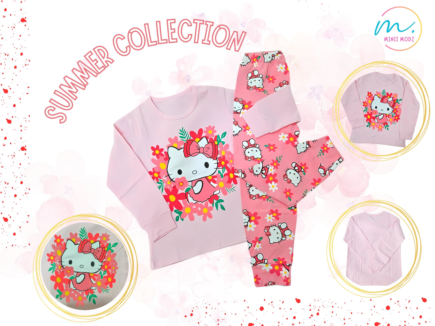 Kitty Cuddles Pyjama Set – Kids Night Suit Top & Bottom Sleepwear for Infants & Toddlers