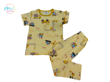 Crane Cartoon Pajama Set – Soft Cotton Nightwear for Kids