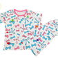 Ribbon Print Shirt & Pant Set for Girls – Soft Cotton Dress Sleepwear | Suitable for Kids, Toddlers, and Infants