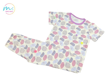 Little Hare Print Pyjama Set Summer Cotton Nightwear Set