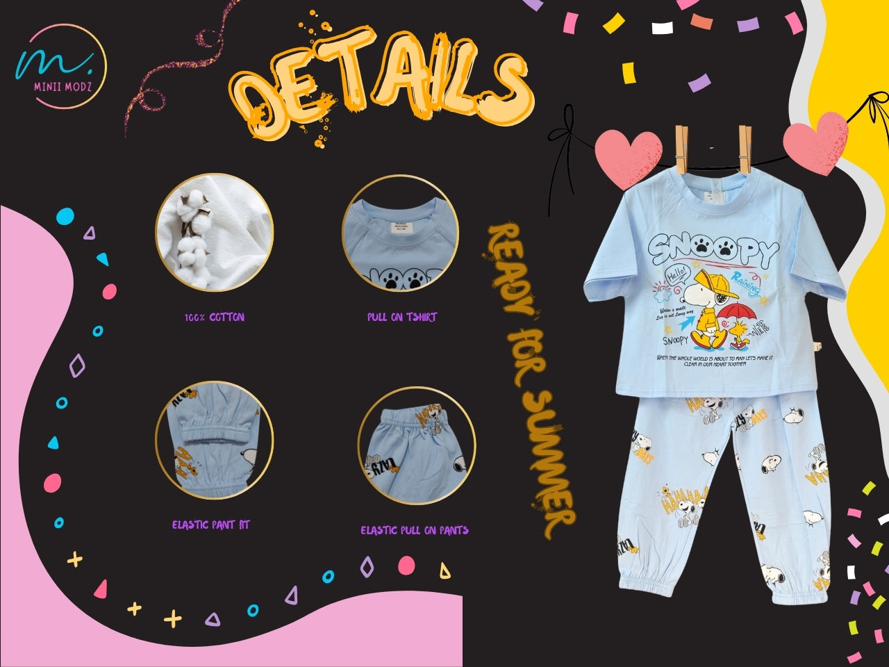Snoopy Print Shirt & Pant Set Summer Cotton Nightwear Set