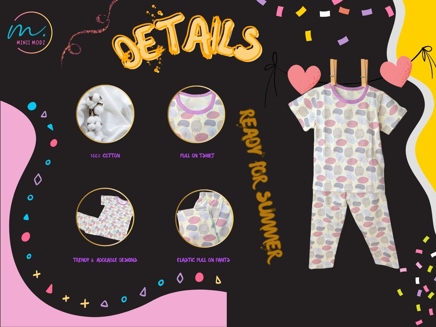 Little Hare Print Pyjama Set Summer Cotton Nightwear Set
