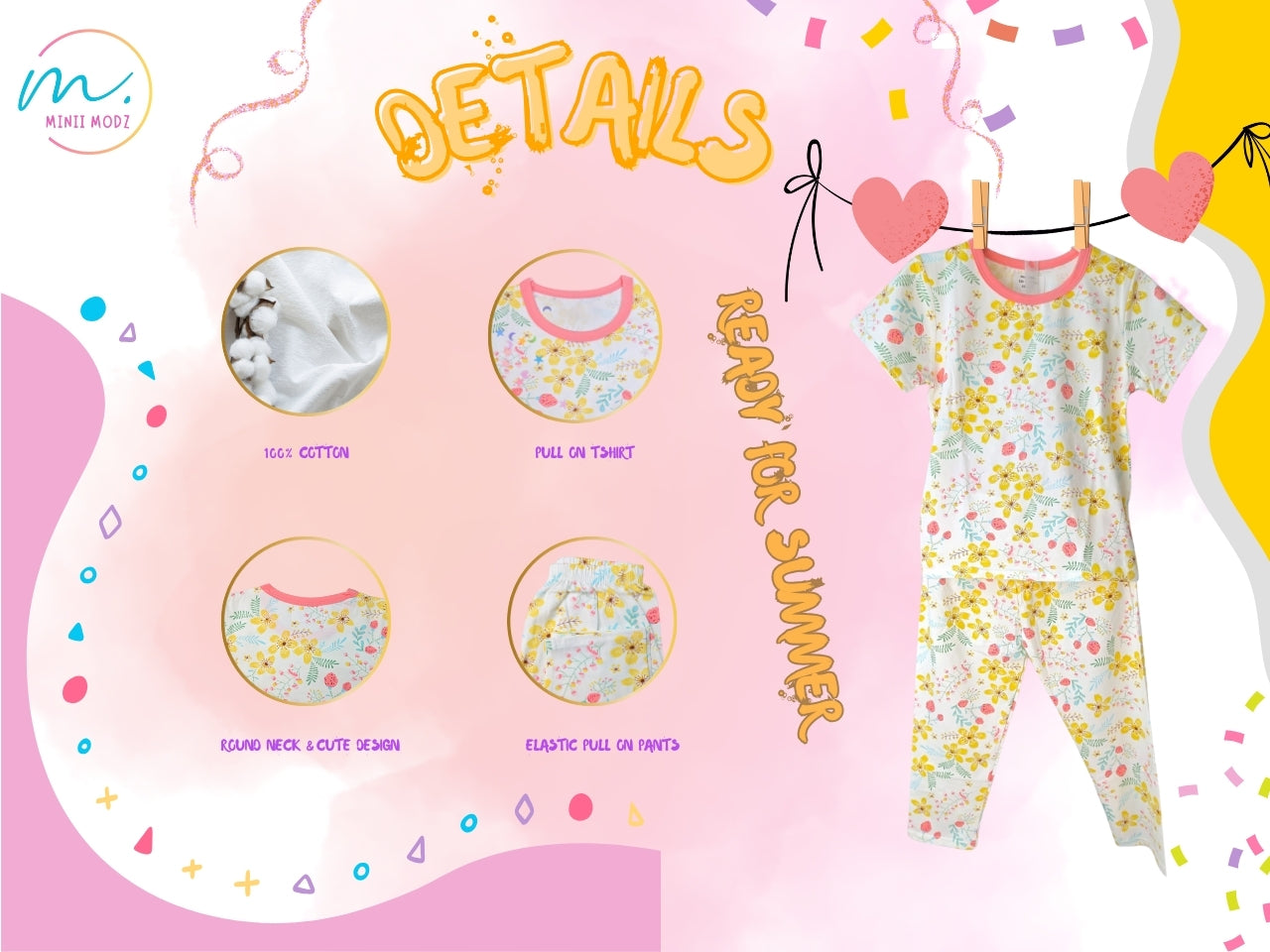 Flower Valley Print Shirt and Pant Set for Girls
