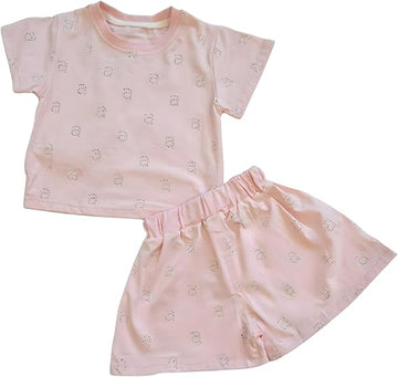 MINII MODZ Alpha Print Shorts for Girls | Soft Cotton Mini Shorts with Alphabet Print | Toddler Nightwear & Casual Shorts| Best for 2 Years to 4 Years | Black & Pink