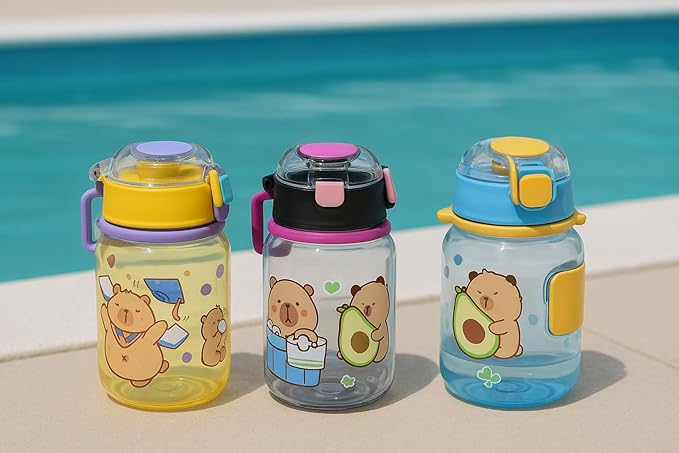 Bunny Transparent Kids Water Bottle with Straw 500ml BPA-Free Plastic, School & Picnic Bottle for Toddlers
