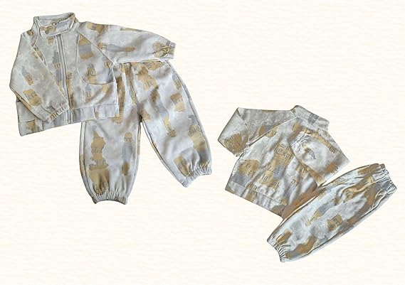 Baby Boys 2 Pcs Pants Set Cute Paper Print Casual Long Sleeve Sweatshirt with Co ord Pant