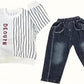 DEOUTN Name Print Stripes Design Pant & Full Sleeve Shirt Set for Boys | Pant Top Set for Boy