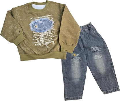Denim Pant & Full Sleeve Shirt Top Set for Boys | Ethnic Inspired Clothes | Pant Top Set for Boy