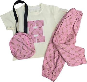 HPL Pink Pouch Girl Pant Top Set with Sling Bag | Ethnic Inspired Clothes | Ethnic Sets for Girls