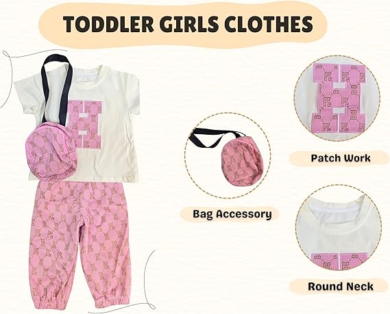 HPL Pink Pouch Girl Pant Top Set with Sling Bag | Ethnic Inspired Clothes | Ethnic Sets for Girls