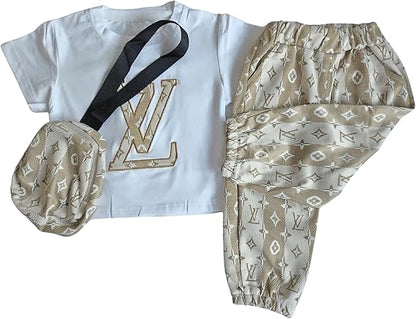 VL Brown Pouch Girl Pant Top Set with Sling Bag | Ethnic Inspired Clothes | Ethnic Sets for Girls