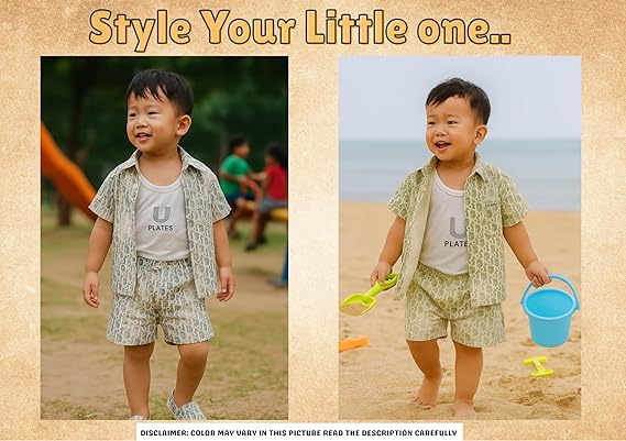 PLATES Print 3 Piece Set Pant, Half Sleeve T-Shirt & Sleeveless Undershirt for Boys | Casual & Picnic Wear