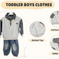 MINII MODZ Boys Co-Ord Set – Sweatshirt with Collar & Printed Shirt Design Paired with Denim Pants