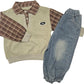 MINII MODZ Boys Co-Ord Set – Sweatshirt with Collar & Printed Shirt Design Paired with Denim Pants