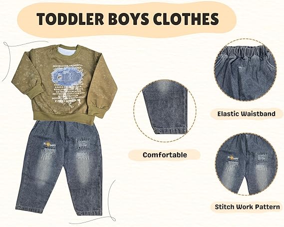 Denim Pant & Full Sleeve Shirt Top Set for Boys | Ethnic Inspired Clothes | Pant Top Set for Boy