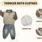 MINII MODZ Boys Co-Ord Set – Sweatshirt with Collar & Printed Shirt Design Paired with Denim Pants