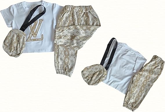 VL Brown Pouch Girl Pant Top Set with Sling Bag | Ethnic Inspired Clothes | Ethnic Sets for Girls