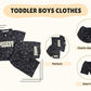 Podest Print Black Short Pant & Half Sleeve T-Shirt Set for Boys | Casual & Festive Wear