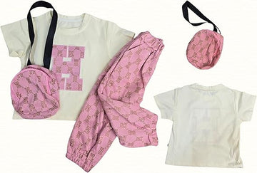 HPL Pink Pouch Girl Pant Top Set with Sling Bag | Ethnic Inspired Clothes | Ethnic Sets for Girls