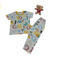 ABC Monkey Print Shirt and Pant Set Summer Nightwear for Kids