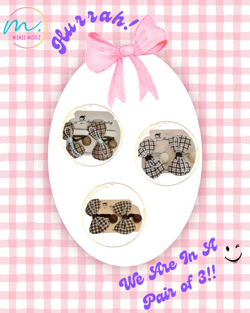 Checkered Classic Hair Clip Set – Pack of 3 (Assorted Styles)