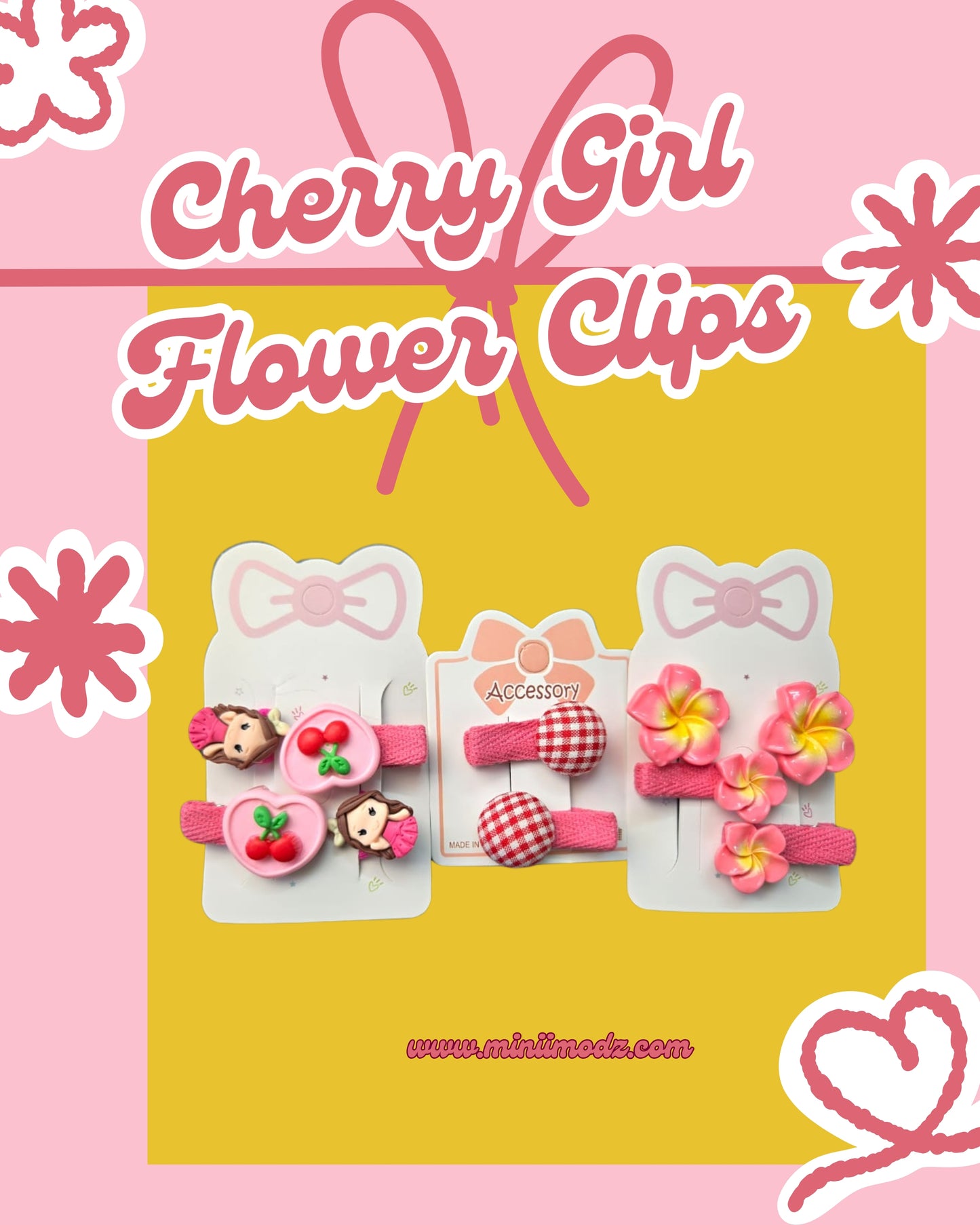 Cherry Girl Flower Hair Clips