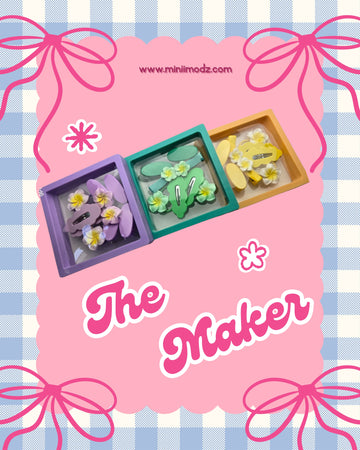 Floral Charm Hair Set – 3 Color Set with Hair Clips & Rubber Bands in Transparent Case