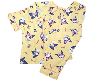 Kuromi Kawaii Night Suit Pyjama Set Kids Sleepwear Top & Bottom Set for Toddlers & Children