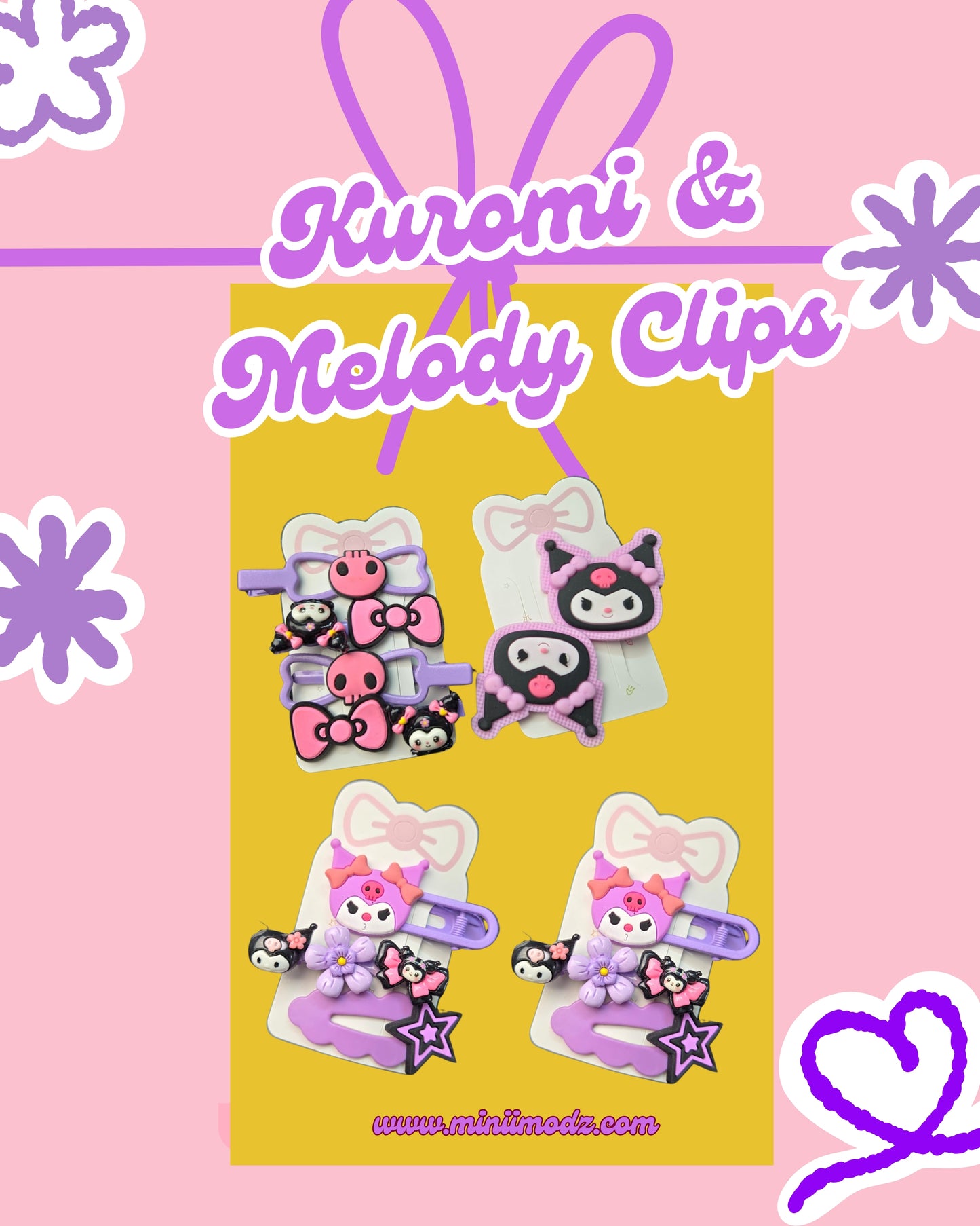 Kuromi Melody Hair Clips (COMBO PACK)