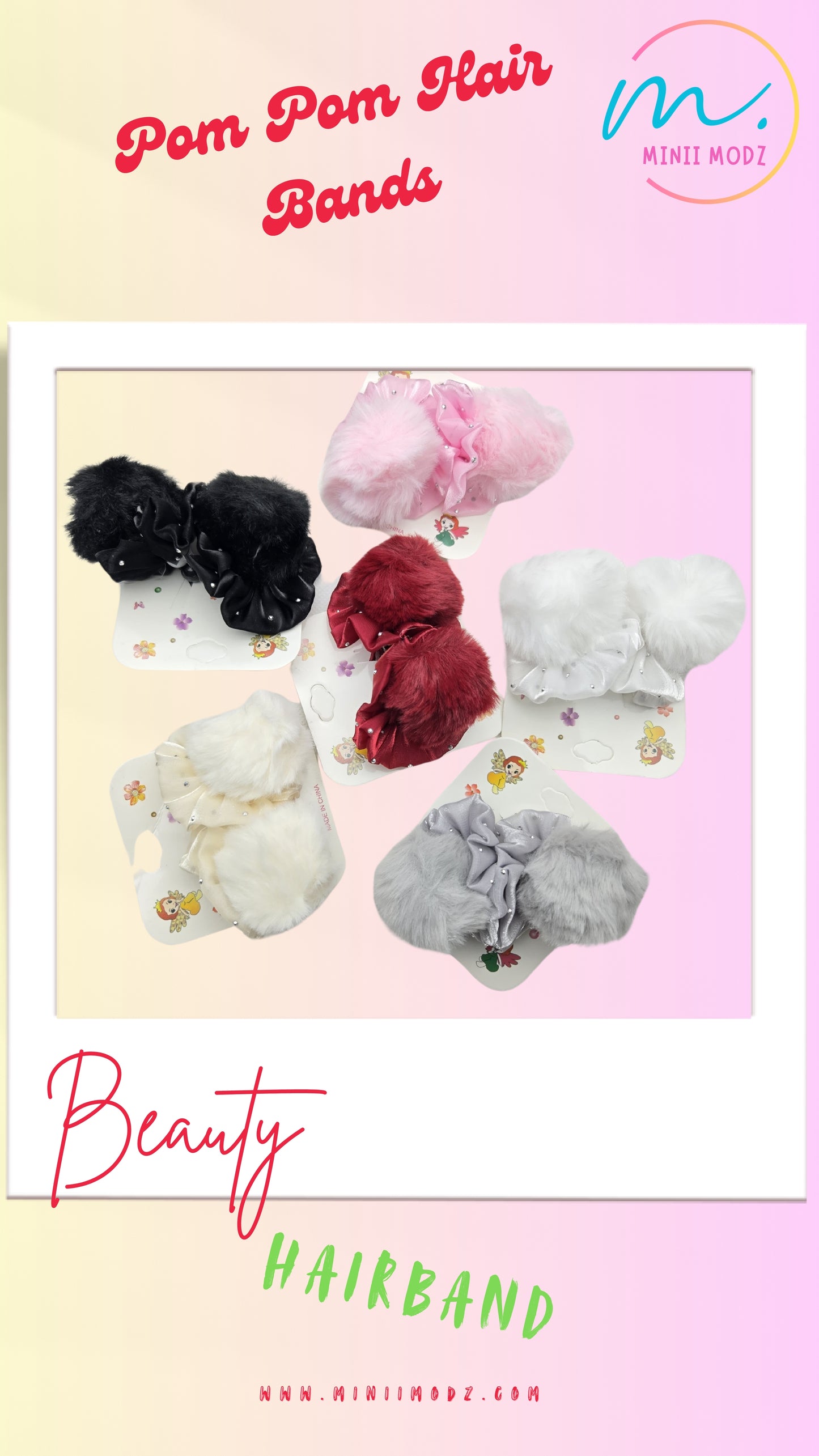 Pom Pom Hair Scrunchies5-Color Combo Pack of Soft Hair Rubber Bands for Girls, Toddlers & Infants | Cute Headbands & Best Gift Option