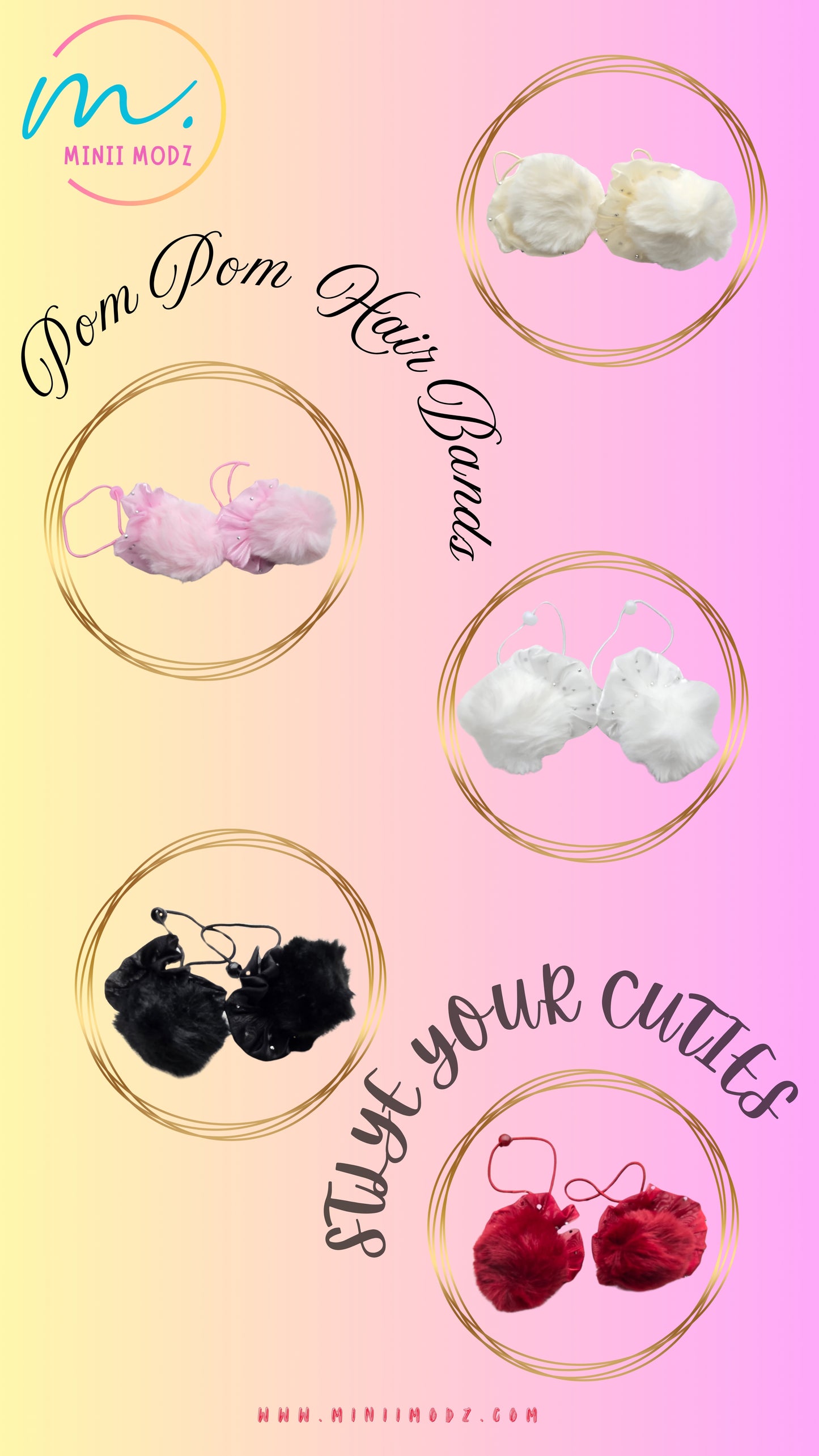 Pom Pom Hair Scrunchies5-Color Combo Pack of Soft Hair Rubber Bands for Girls, Toddlers & Infants | Cute Headbands & Best Gift Option
