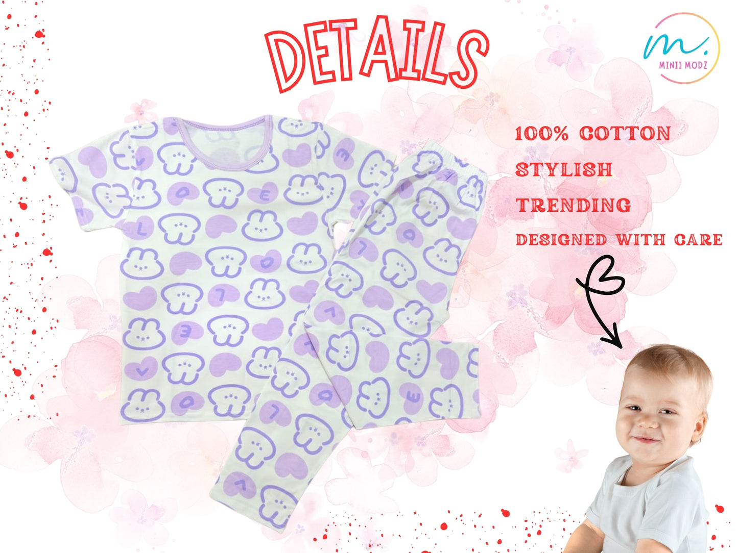 Teddy Snuggles Pyjama Set – Kids Night Suit Top & Bottom Sleepwear for Infants, Toddlers & Children